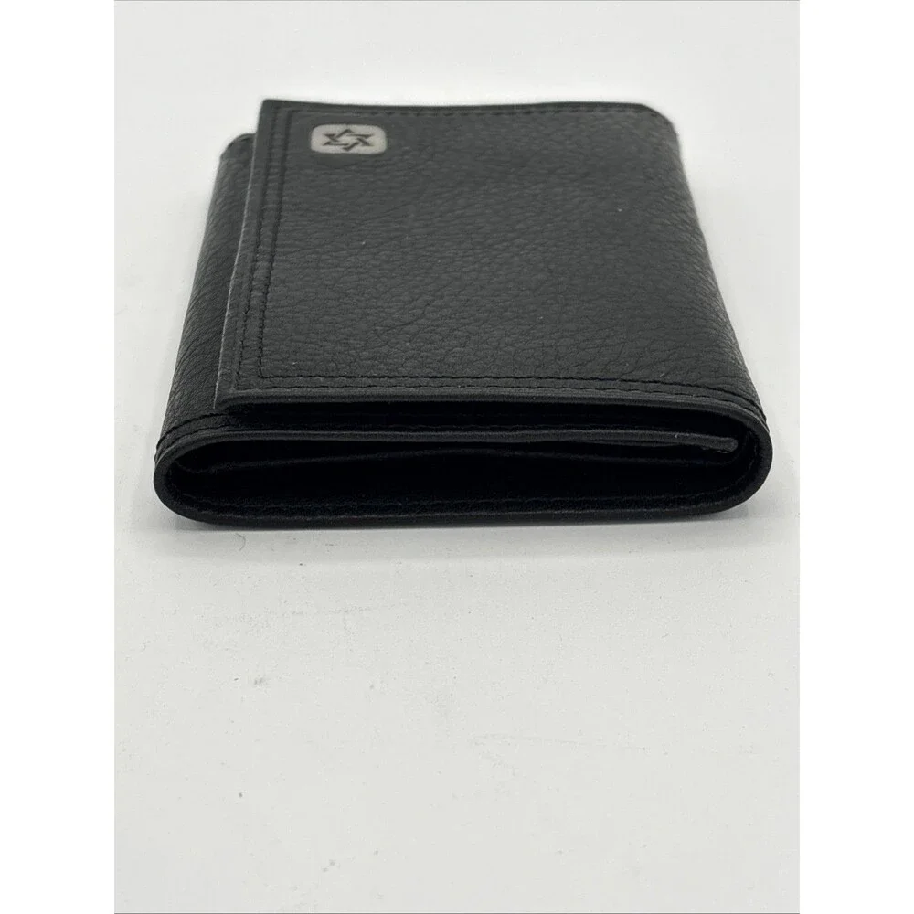 Vintage Rolf’s Men’s Black Leather Trifold Wallet Star Of David Original Box EUC